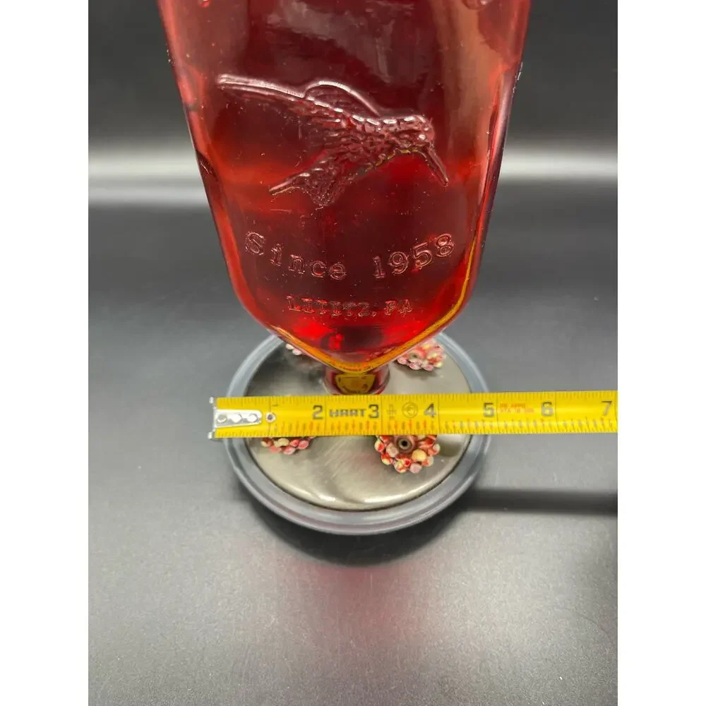 Hummingbird Feeder by Woodstream Corp Red Glass Perky Pet Since 1958 Lititz PA